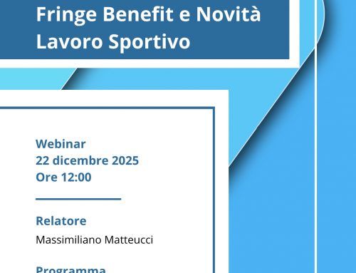 Webinar gratuito Anticipazioni Legge di Bilancio 2026: Fringe Benefit e Novità Lavoro Sportivo