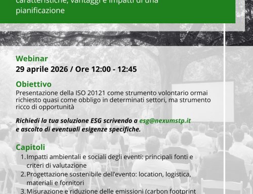 Webinar Gratuito Eventi sostenibili: caratteristiche, vantaggi e impatti di una pianificazione